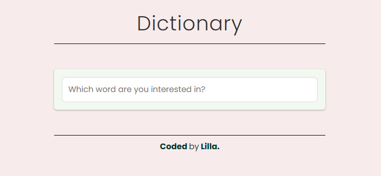 Screenshot of the React Dictionary project