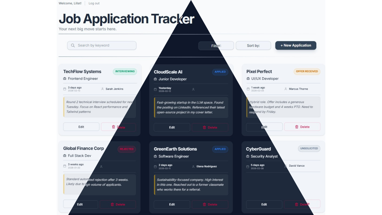 Screenshot of the React Job Application Tracker project